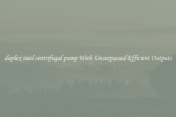 duplex steel centrifugal pump With Unsurpassed Efficient Outputs