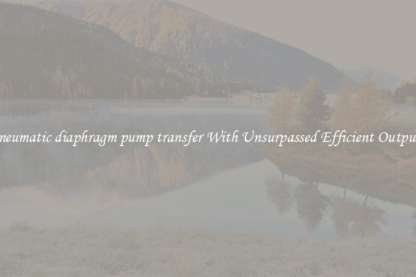 pneumatic diaphragm pump transfer With Unsurpassed Efficient Outputs